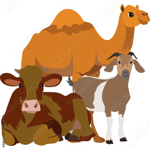 Illustration of Sacrificial Animals for Eid al-Adha
