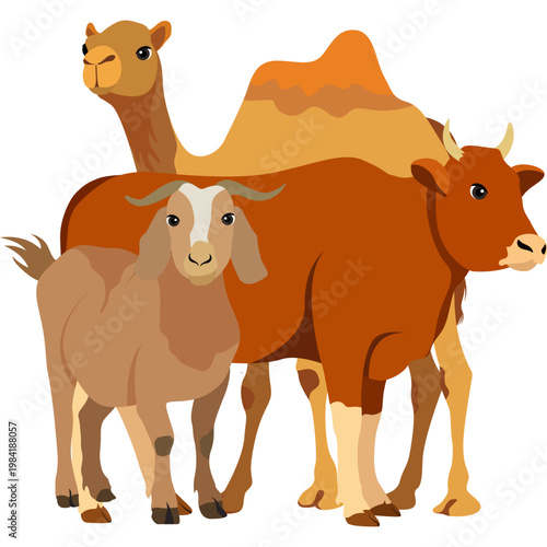 Illustration of Sacrificial Animals for Eid al-Adha