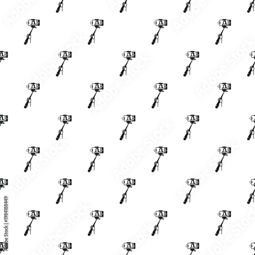 Seamless pattern featuring a selfie stick holding a smartphone