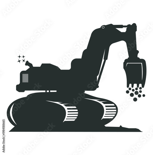Excavator logo template vector. Heavy equipment logo vector for construction company. Creative excavator illustration for logo.
