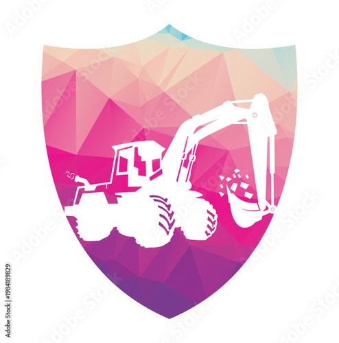 Excavator logo template vector. Heavy equipment logo vector for construction company. Creative excavator illustration for logo.