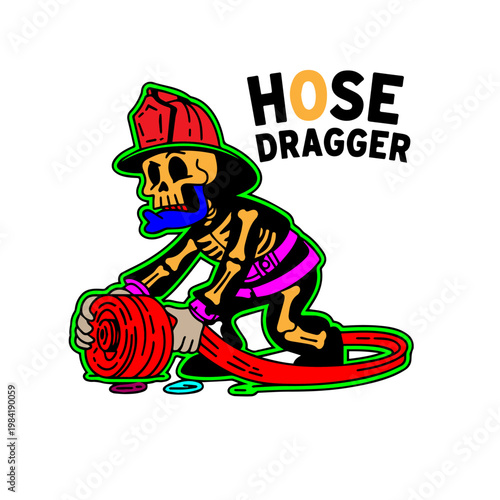 Hose Dragger: T-Shirt Sticker Tattoo Design Vector Style