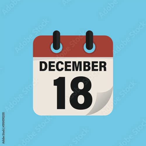Photos Eighteenth December Calendar Icon Date Schedule Green Background Vector Illustra