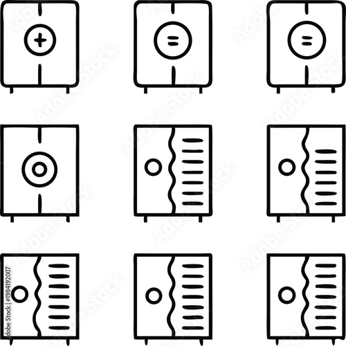 Abstract icons illustrating a series of server units.