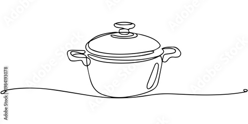 pressure cooker continuous one line drawing, pressure cooker continuous one line drawing, Simple line drawing illustration of traditional mortar outline art vector illustration, pressure cooker 