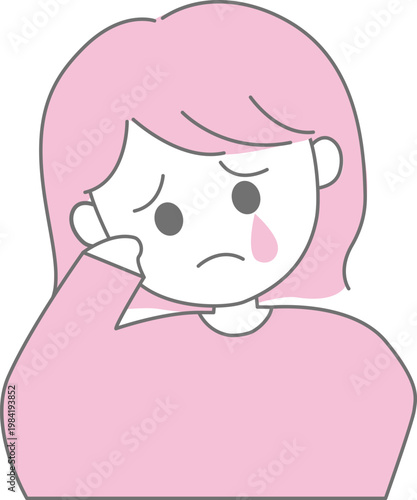 Crying Woman – Mental Health / Sad Emotion Simple Illustration