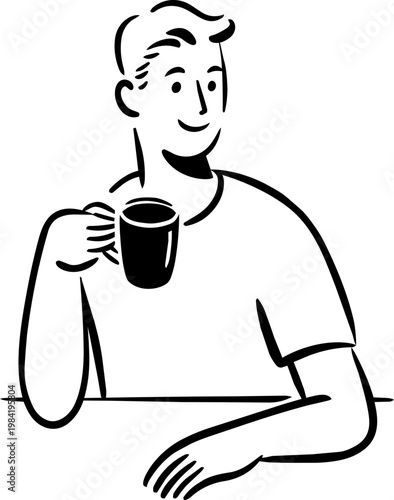 커피 마시는 남자