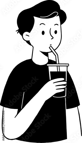 아이스 아메리카노를 마시는 남자