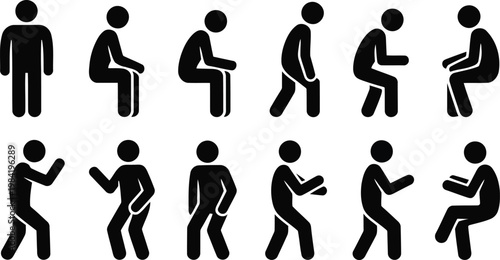 Human figures in various poses a pictorial representation of movement and stance