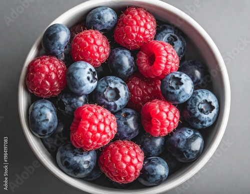 Mixed Berries Bowl Top View Clean Background