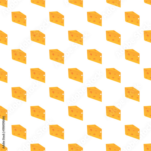 Yellow cheese wedges creating a seamless pattern for food, dairy, or snack designs