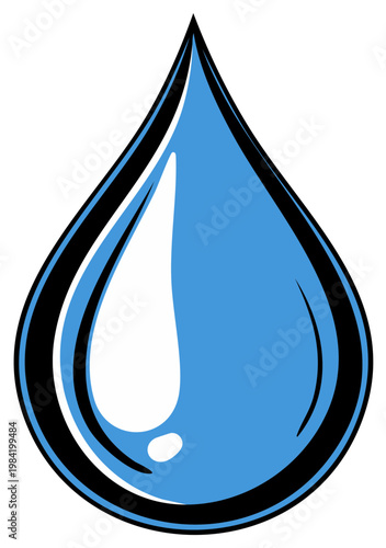Single Stylized Water Drop Graphic Design Blue Clean Liquid Purity