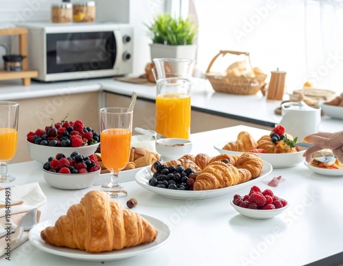 Healthy Breakfast with Fruits Juice and Toast
