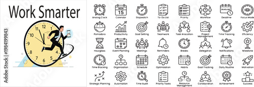 Work Smarter Corporate Business Concept with 40 Minimalist Vector Line Icons Pack
