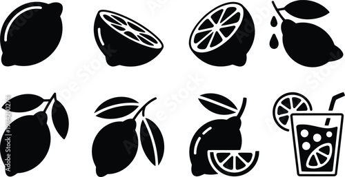 Black and white lime collection whole sliced and with leaves