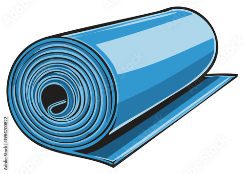 Rolled Blue Exercise Mat - Fitness, Gym, Yoga, Pilates Equipment