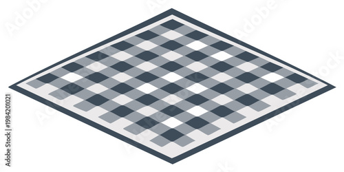 Blue and white gingham pattern fabric cloth folded diagonally