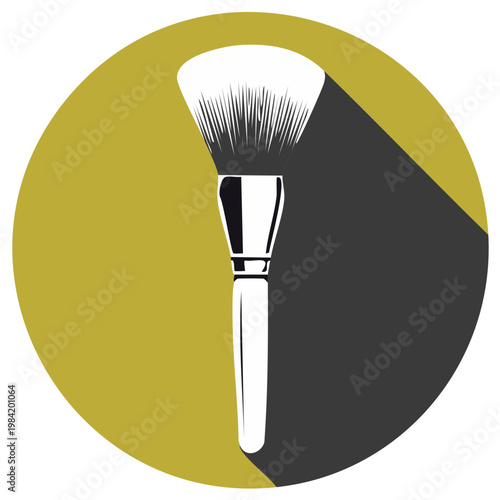 Stylized Makeup Brush with Long Shadow in Circular Frame