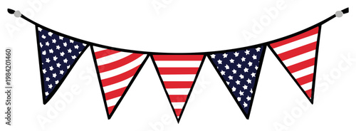 Festive Pennant Banner with Stars and Stripes Patriotic Celebration Decor Hanging Bunting American Holiday