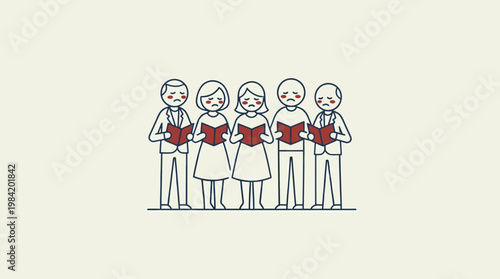 Group Of People Singing From Books