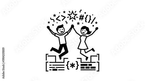 Developers Celebrating Coding Success