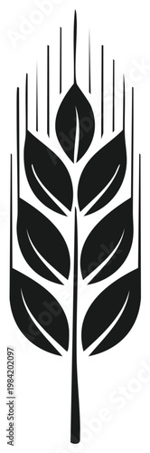 Stylized Black Wheat or Grain Symbol Design