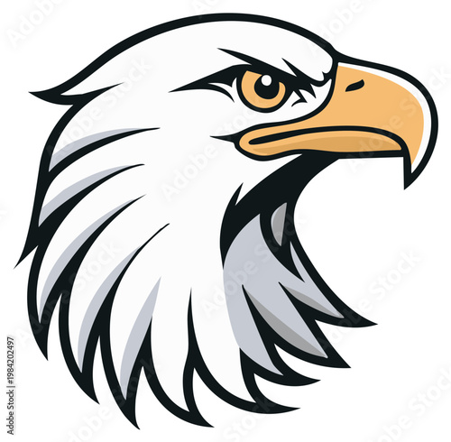 Powerful Bald Eagle Head Mascot Illustration with Fierce Expression and Intense Gaze