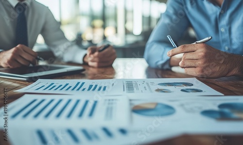 Business Professionals Reviewing Data and Charts During Meeting