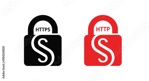 Https versus http security padlock icons demonstrate safe and unsafe connections