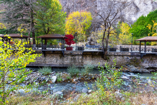 Embankment in Borjomi, a famous balneological resort in Georgia
