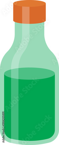 Green Glass Bottle Illustration