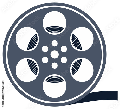 Film reel vector graphic with white background. Cinematic movie reel illustration.