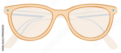 Eyeglasses with tan rims and light lenses for vision correction and fashion