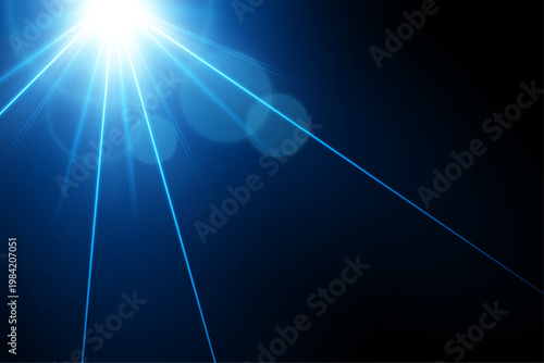 Dramatic blue light effect intense beam and rays for visual impact