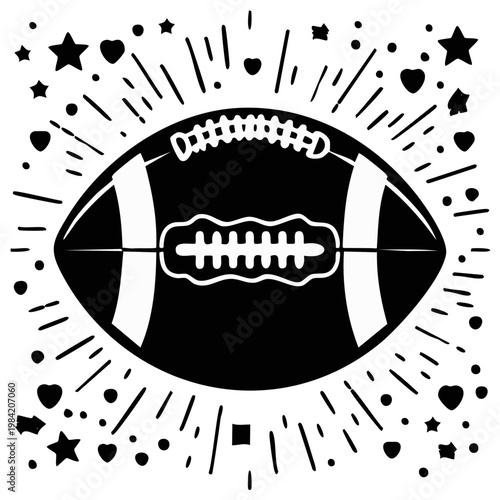 American Football Celebration with Stars Hearts and Rays