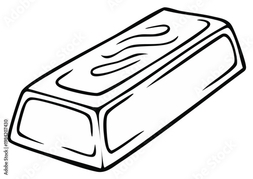 Outline of a metallic gold bar with wavy lines on its surface