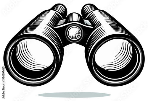 Binoculars illustration design showing vision exploration and a long distance view objective concept observation vector