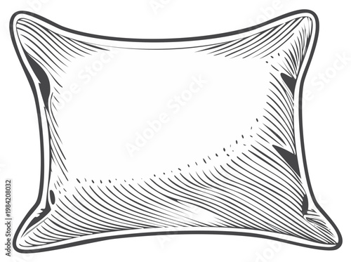 Vector pillow illustration in vintage engraving style