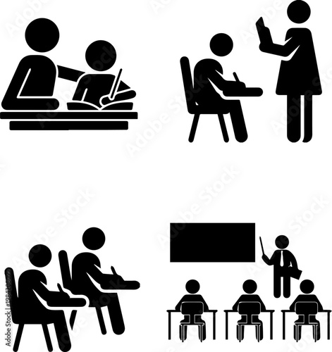 Set of education and classroom learning icons