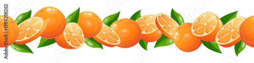 Vector seamless border with oranges