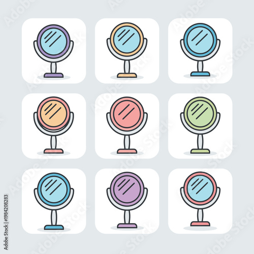 Set of vector illustrations featuring diverse light blue-handled forks including classic tines, a cheerful character-faced fork and a unique smiling spoon for dining and children.