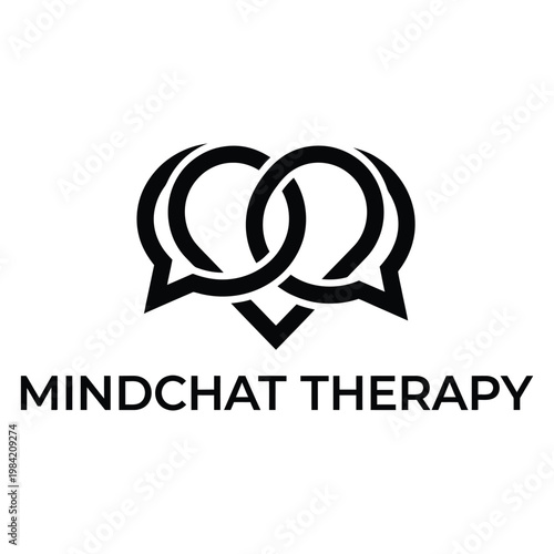 Mental health therapy logo with heart shape formed by overlapping speech bubbles for counseling