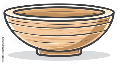 Stylized Wooden Bowl with Horizontal Stripes