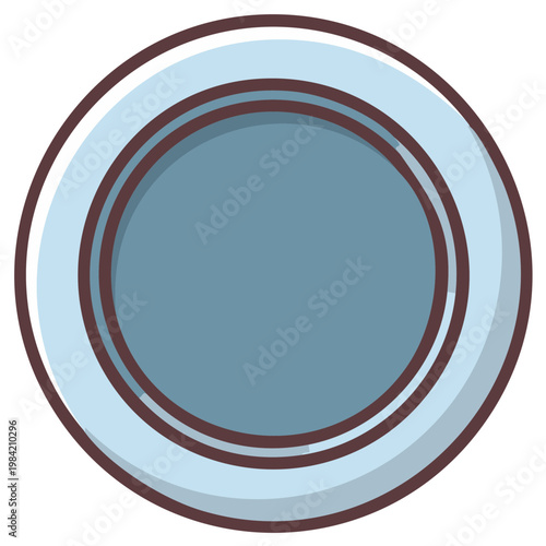 Minimalist Round Plate Illustration with Clean Lines for Menu Graphics