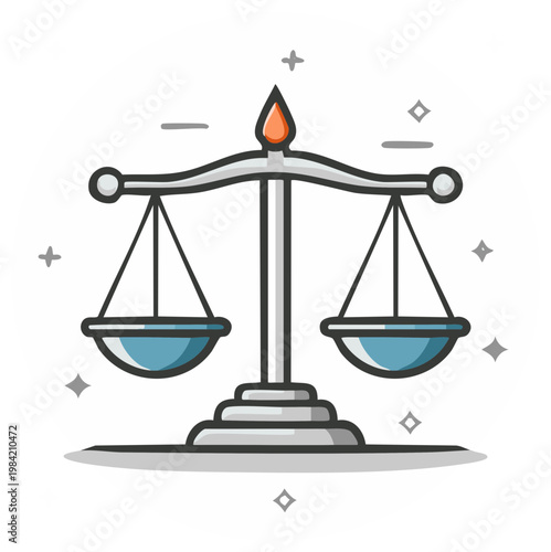 Illustration of balance scales symbolizing justice, law and legal concepts