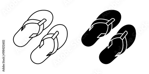 Sandal icon set. Minimalist of modern sandals. vector illustration of flip-flops on white background