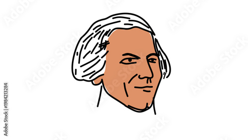 Maximilien Robespierre portrait, flat vector illustration