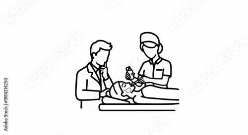 Medical professionals attending to a patient on a treatment table