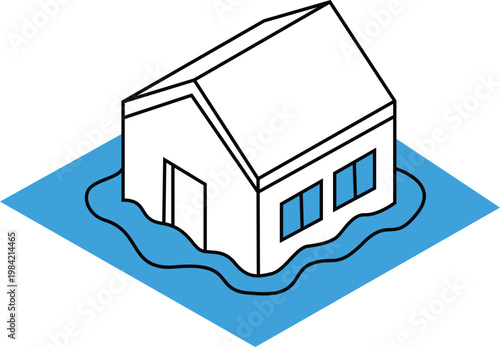 A house is surrounded by flood water