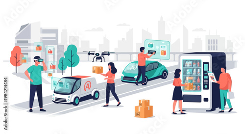 People Using Vending Machine.